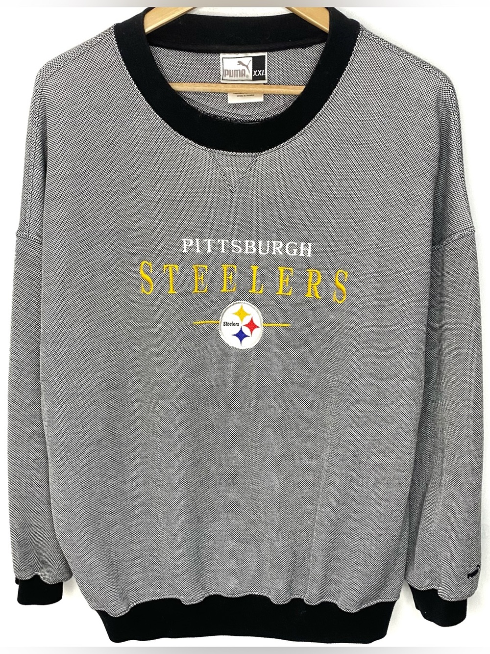 Vintage PUMA Pittsburgh Steelers NFL Embroidered Crewneck Sweatshirt Size XXL